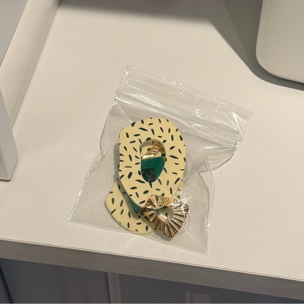 Gold and Green Geometric Earrings